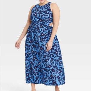 TARGET WHO WHAT WEAR FLORAL HALTER SIDE CUT OUTS DRESS